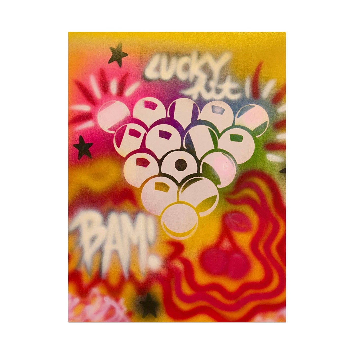 "bright billiards" airbrush rolled print