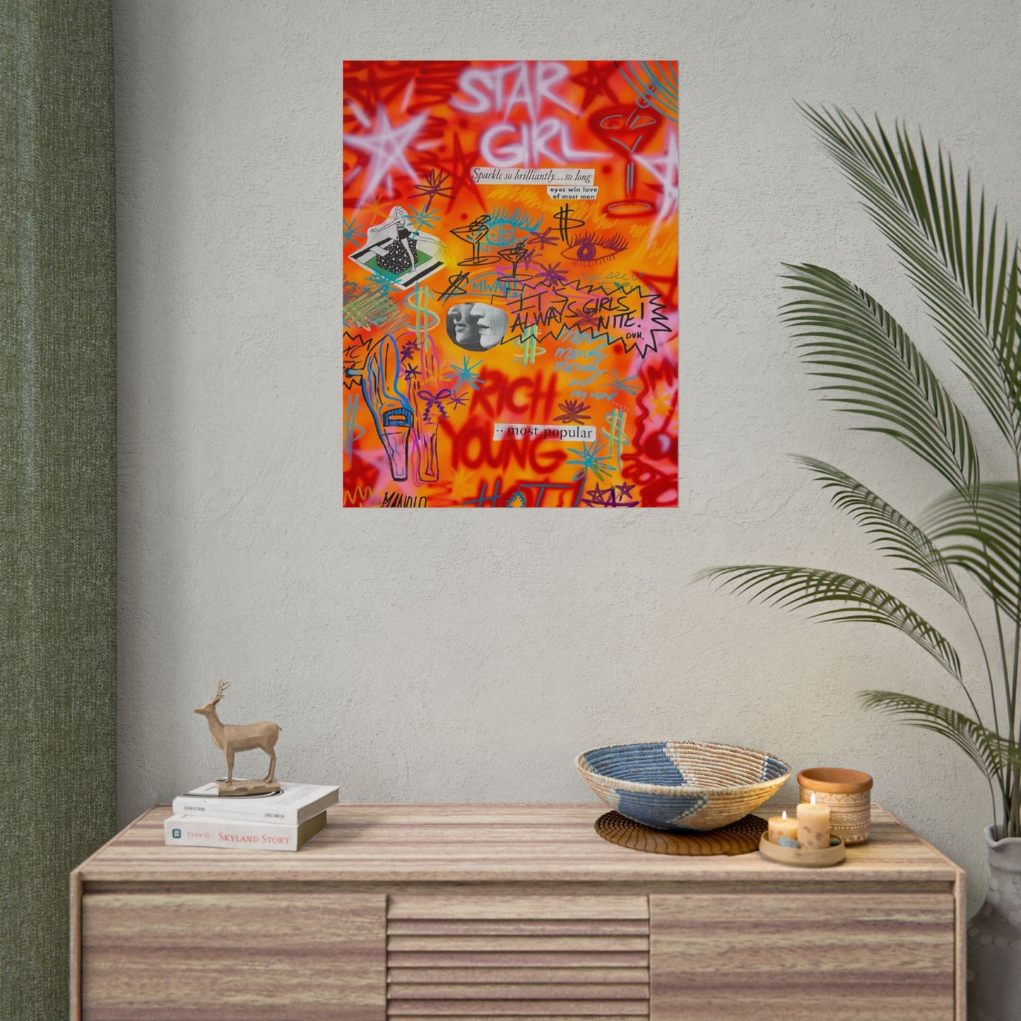 "young, rich, hot" airbrush rolled print