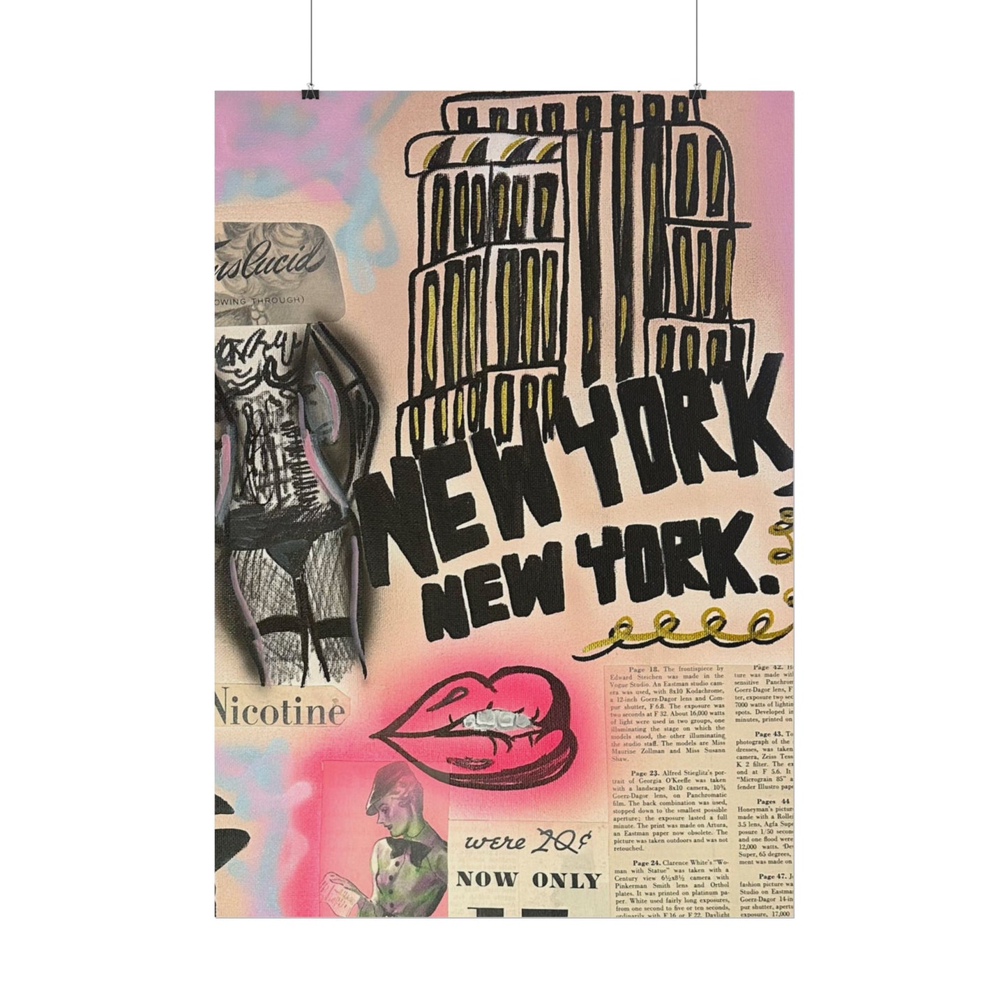 "new york, new york" airbrush rolled print
