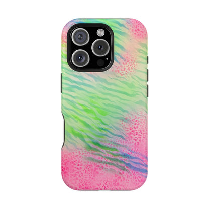 MagSafe "teal cheetah" airbrush iPhone case
