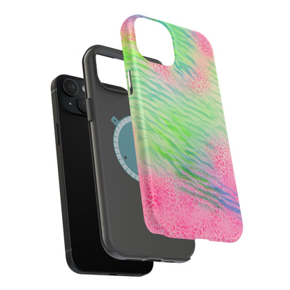MagSafe "teal cheetah" airbrush iPhone case