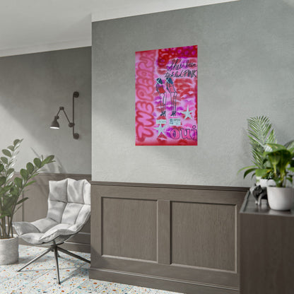 "tickled pink" airbrush rolled print
