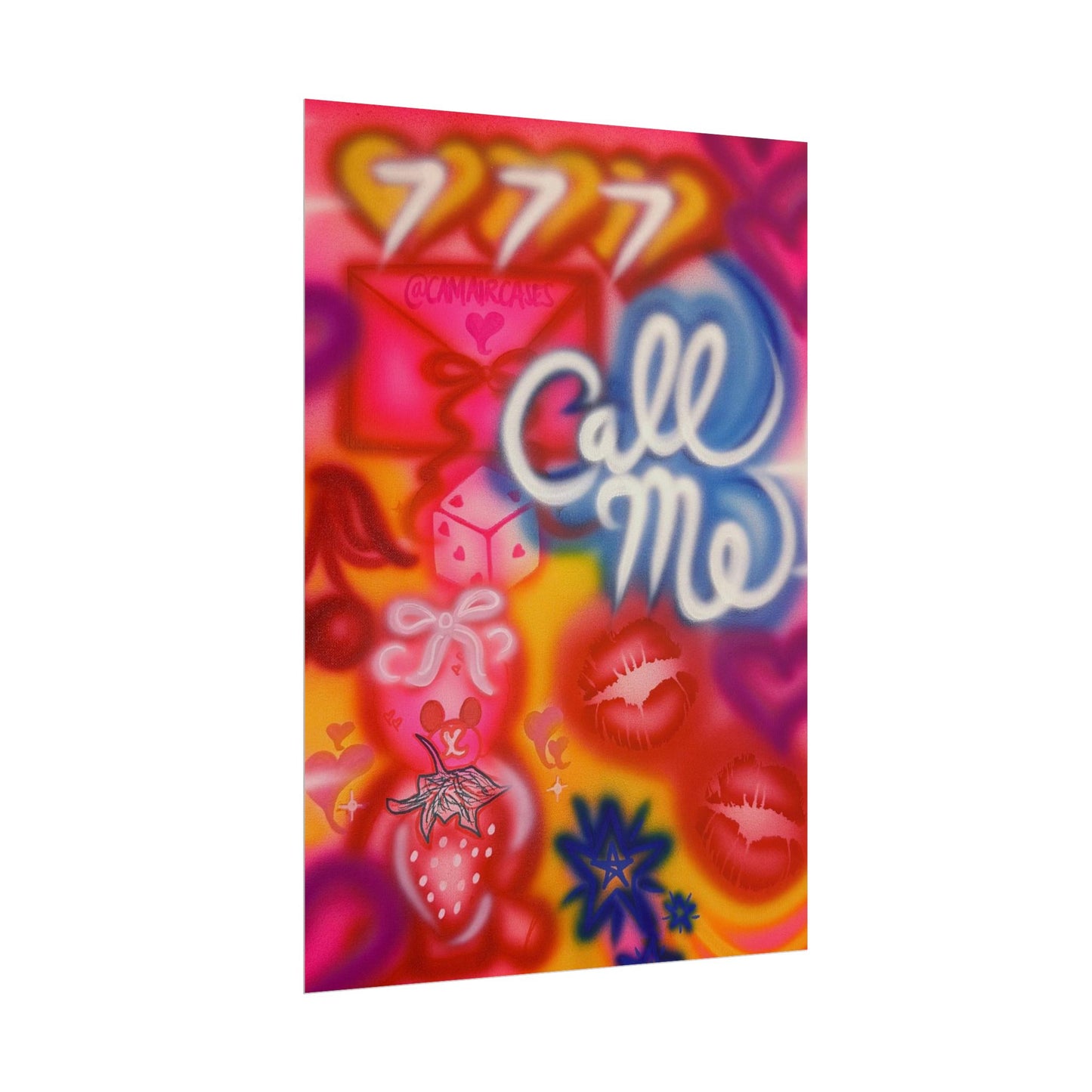 "call me!" airbrush rolled print