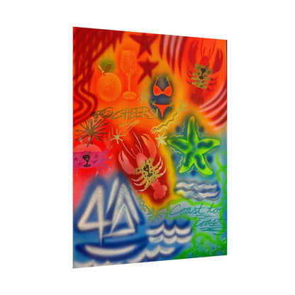 "tipsy lobster" airbrush rolled print