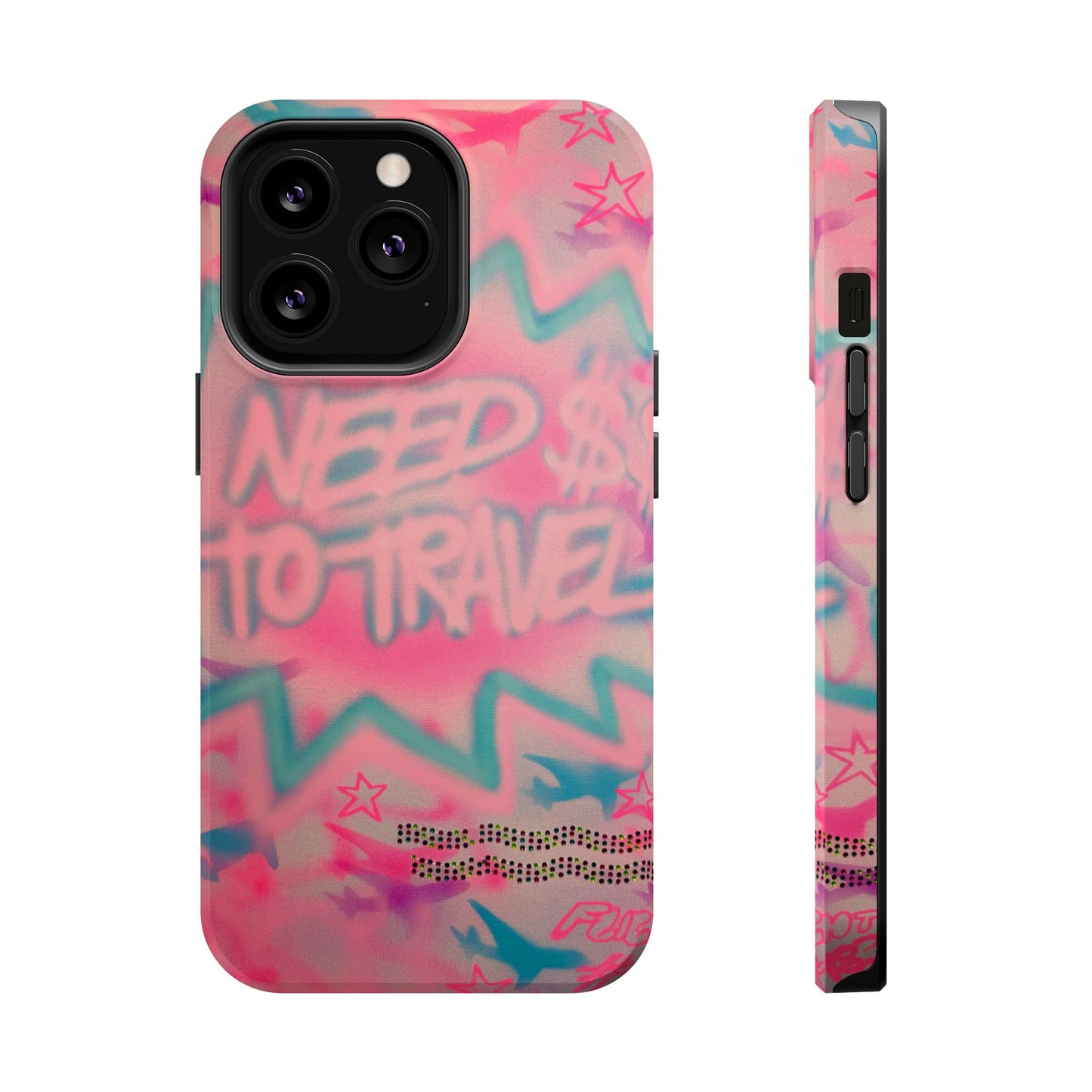 MagSafe "need $$ to travel" airbrush iPhone case