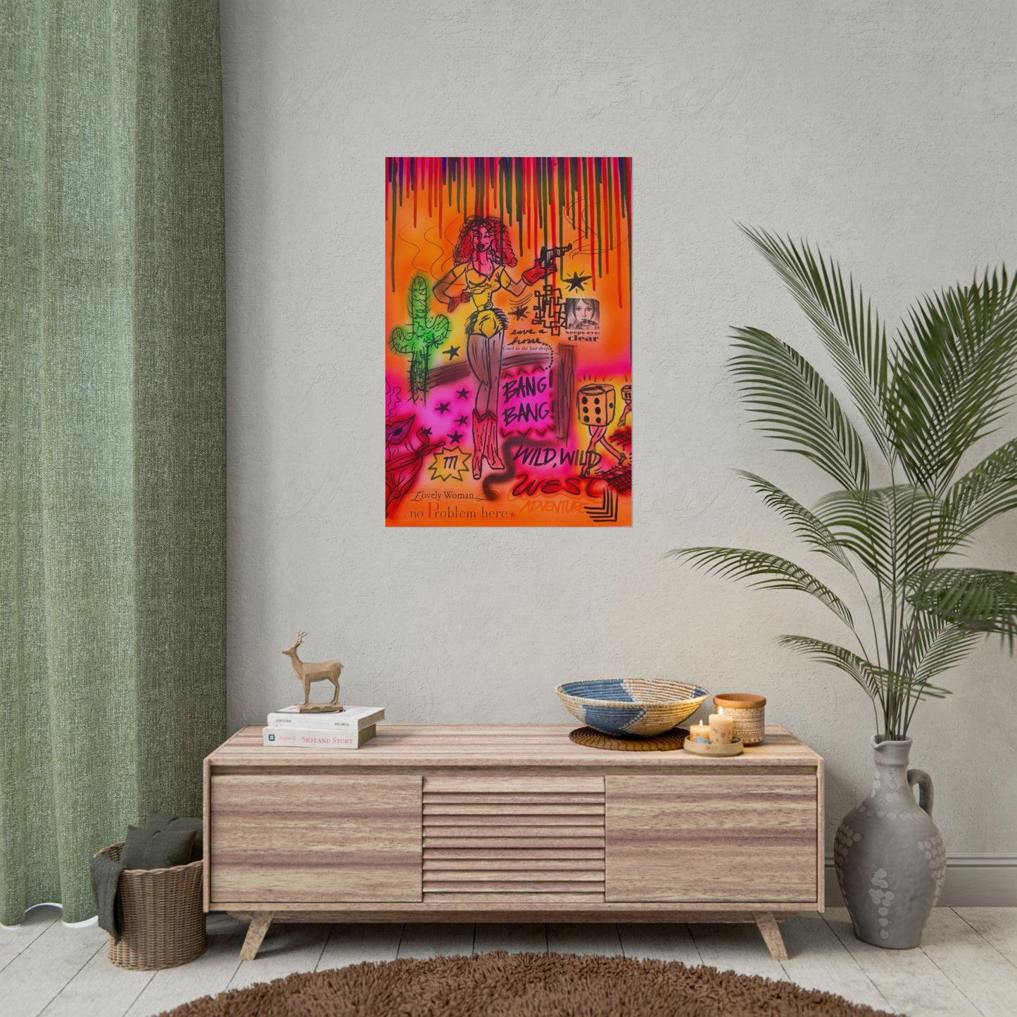 "wild, wild west" airbrush rolled print