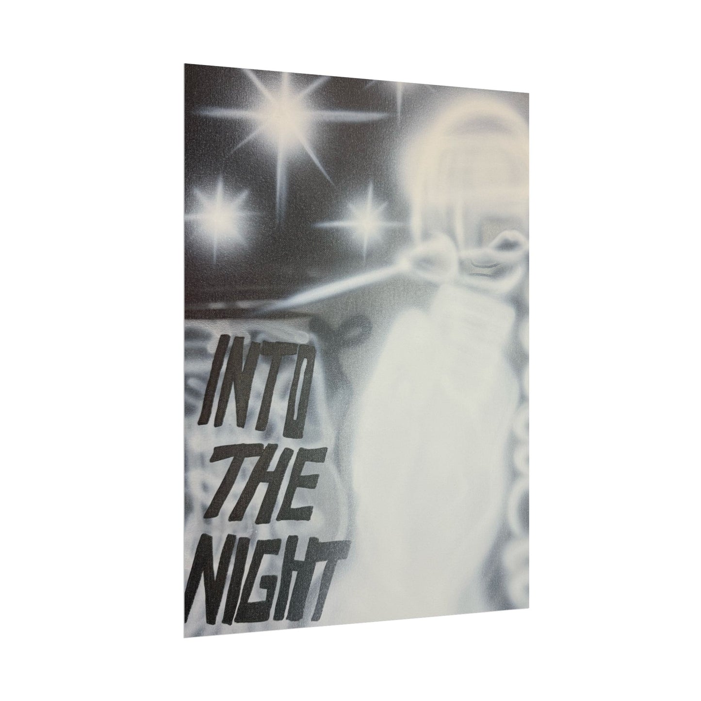 "into the night" airbrush rolled print
