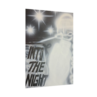 "into the night" airbrush rolled print