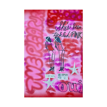 "tickled pink" airbrush rolled print