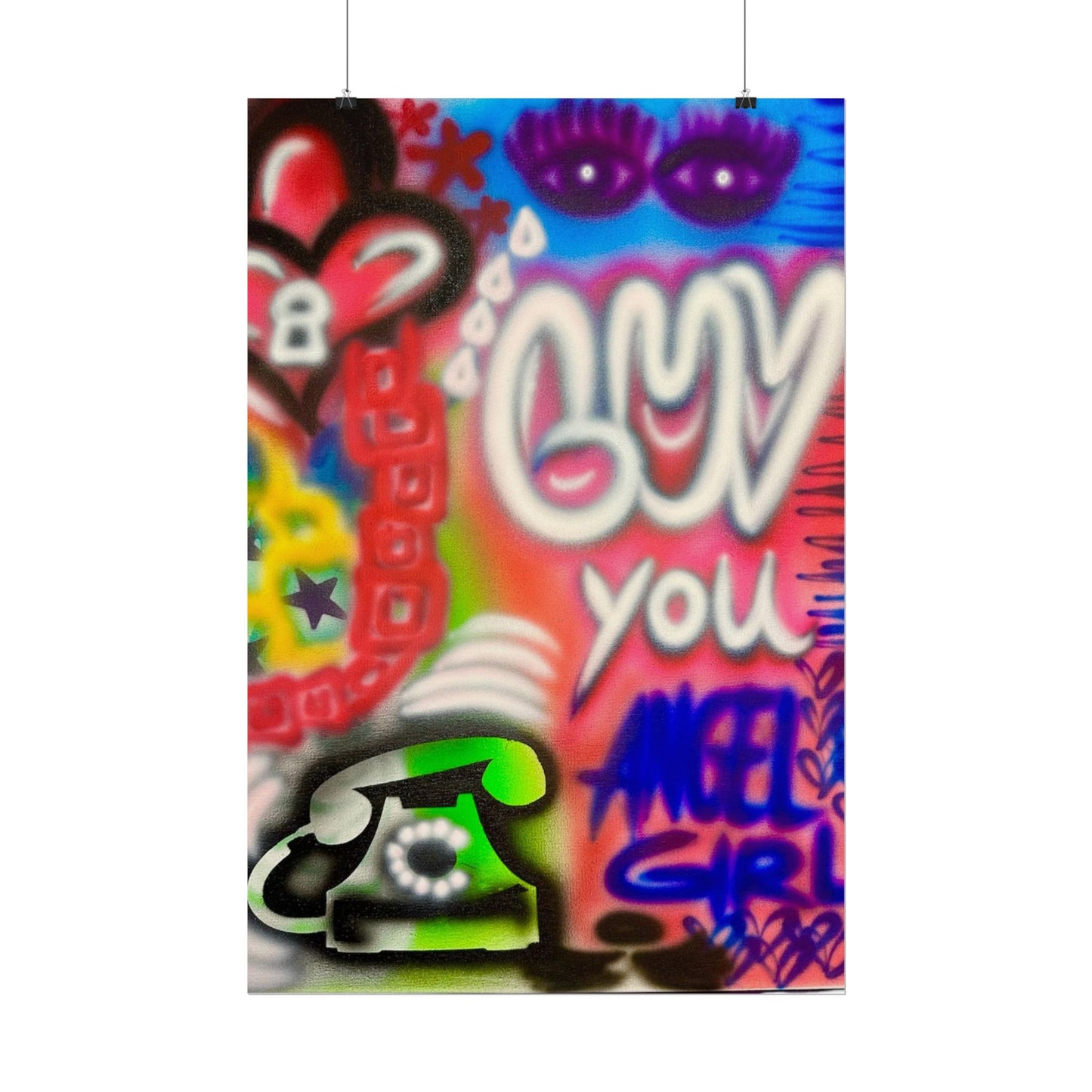 "luv u angel girl" airbrush rolled print