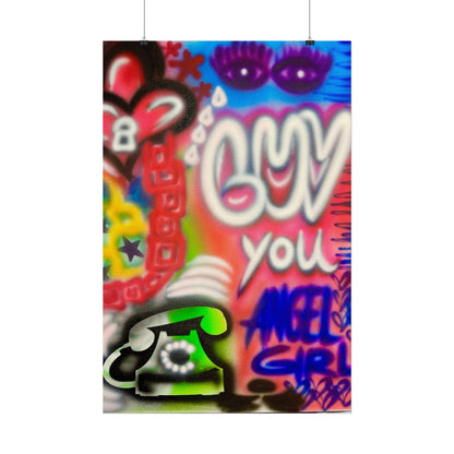 "luv u angel girl" airbrush rolled print