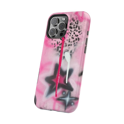 MagSafe "pink cheetah" airbrush iPhone case
