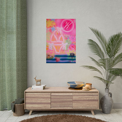 "santa monica strawberry" airbrush rolled print