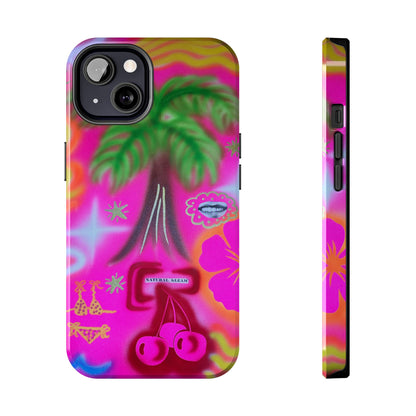 "neon pink palms" airbrush iPhone case