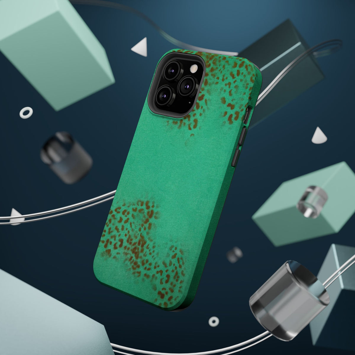 MagSafe "teal cheetah" airbrush iPhone case