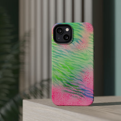 MagSafe "teal cheetah" airbrush iPhone case