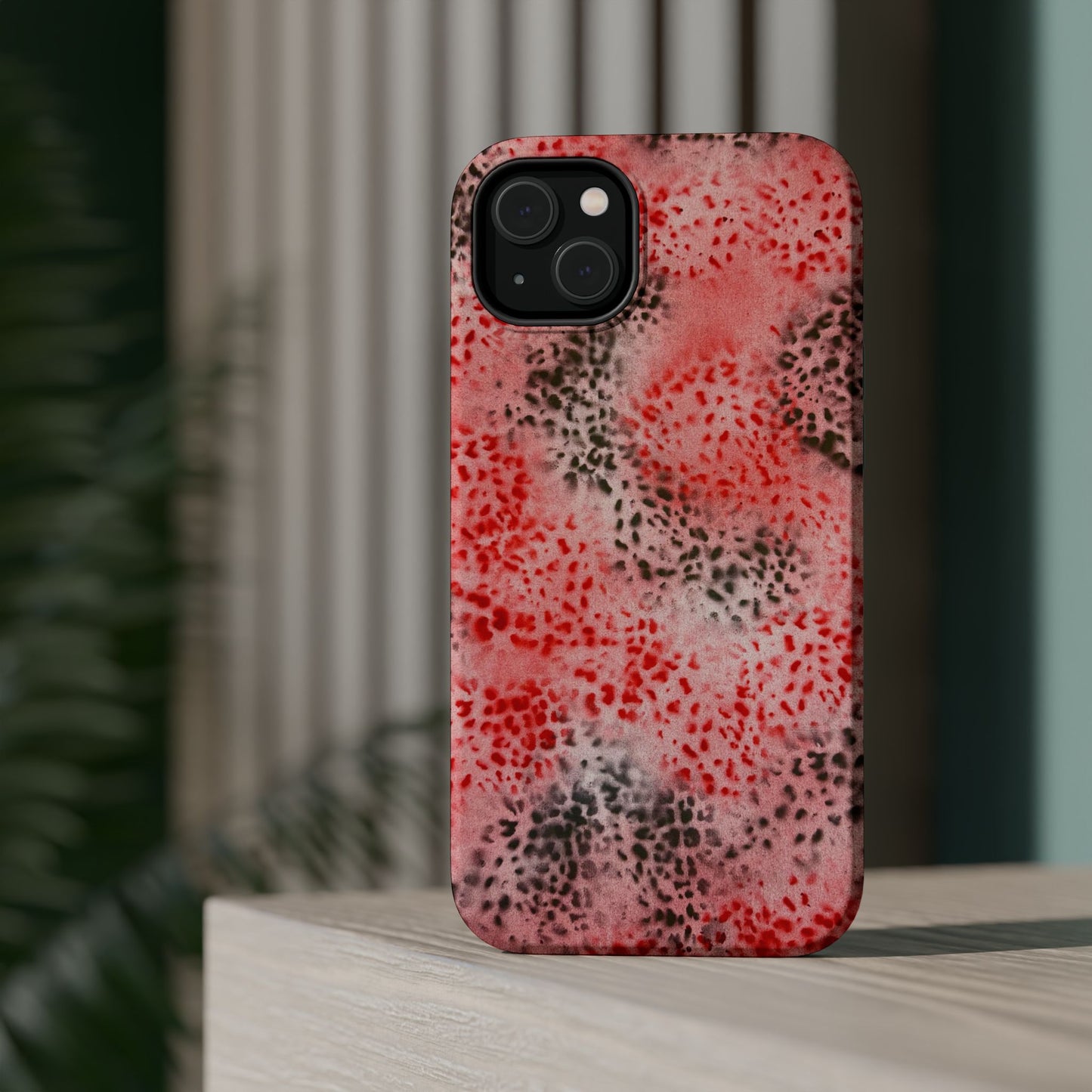 MagSafe "red cheetah" airbrush iPhone case