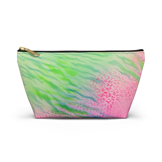 "teal cheetah" airbrush makeup pouch