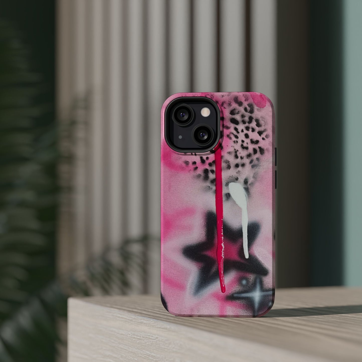 MagSafe "pink cheetah" airbrush iPhone case