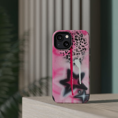 MagSafe "pink cheetah" airbrush iPhone case