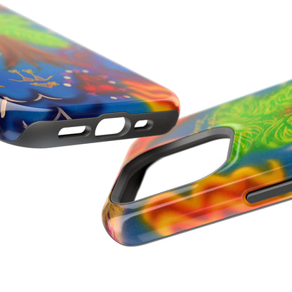 MagSafe iPhone-Hülle mit „Neon-Blaue Palmen“-Airbrush-Design