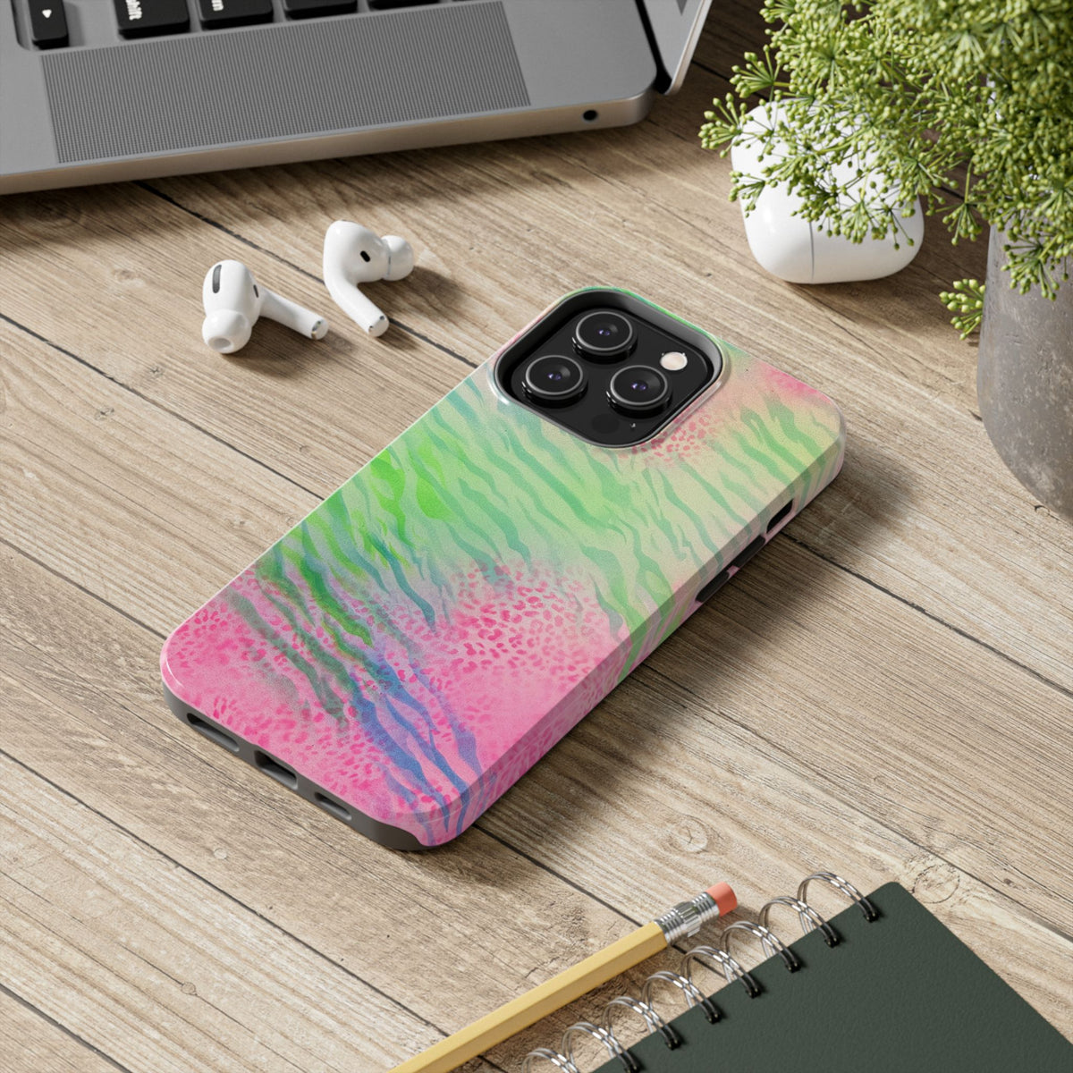"teal cheetah" airbrush iPhone case