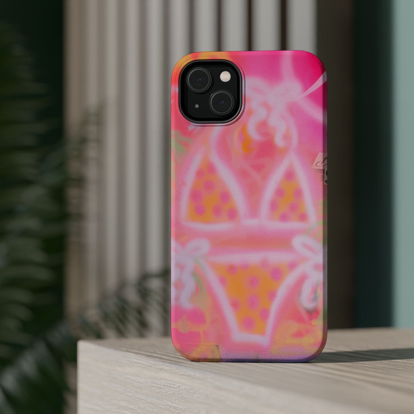 MagSafe "yellow polka dot bikini" airbrush iPhone case