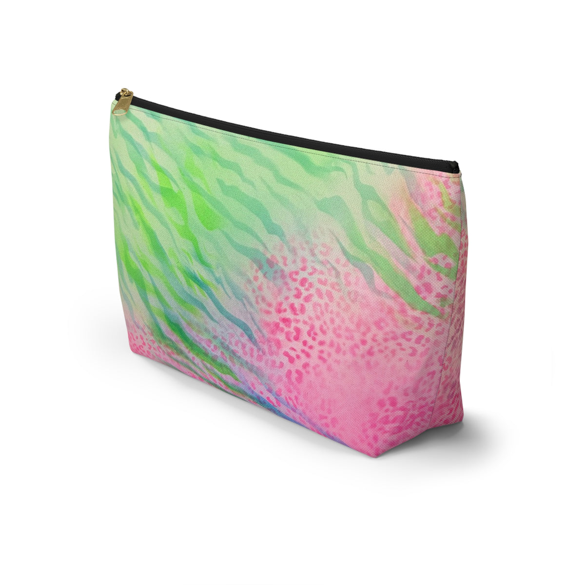 "teal cheetah" airbrush makeup pouch