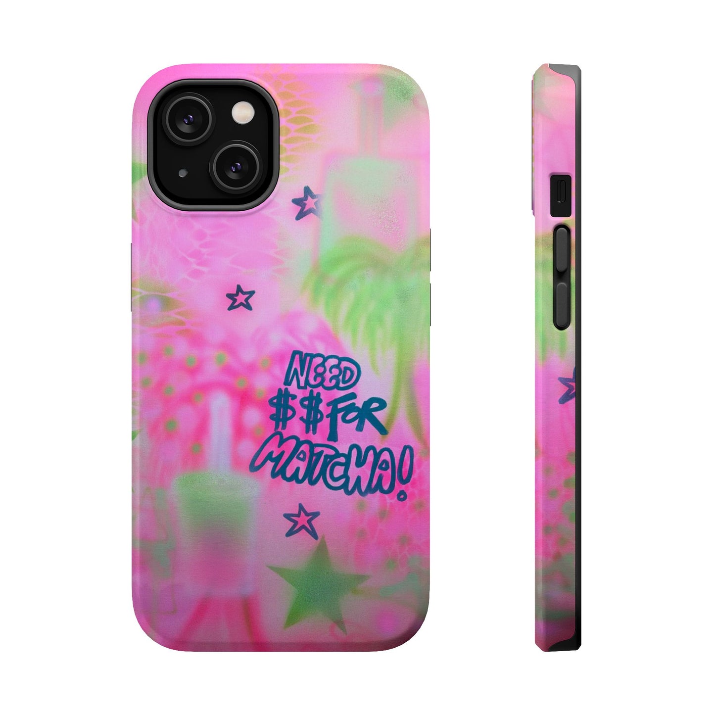 MagSafe "need $$ for matcha" airbrush iPhone case