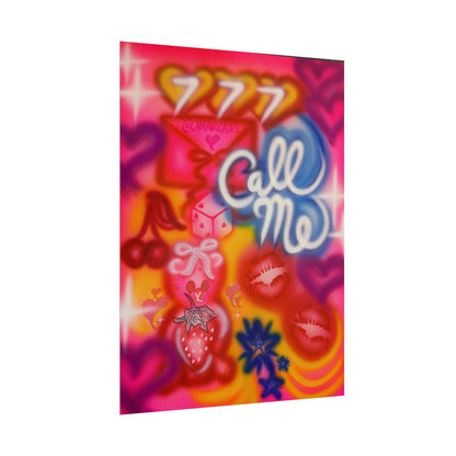 "call me!" airbrush rolled print