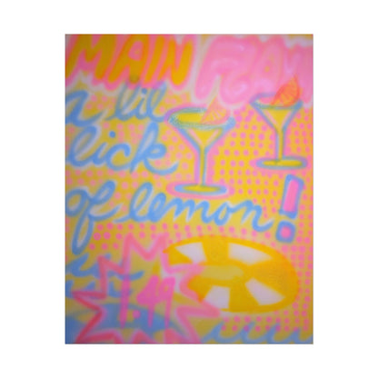 "lemontini" airbrush rolled print