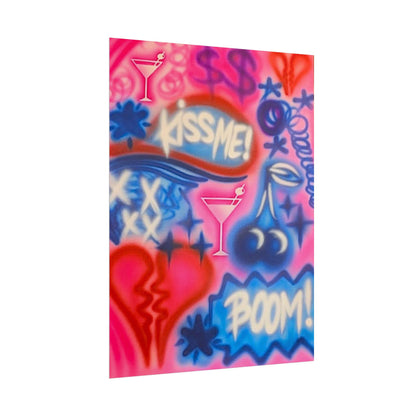 "kiss me pt. 2" airbrush rolled print