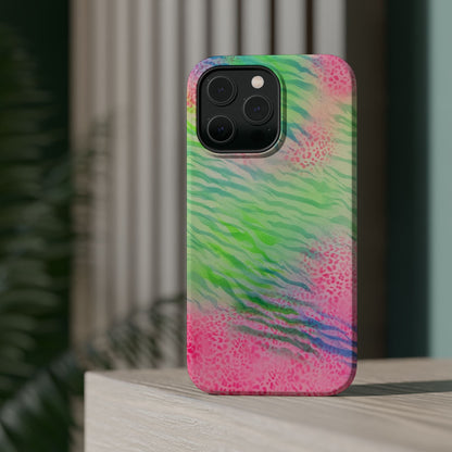 MagSafe "teal cheetah" airbrush iPhone case
