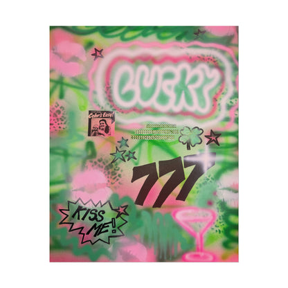 "so lucky" airbrush rolled print