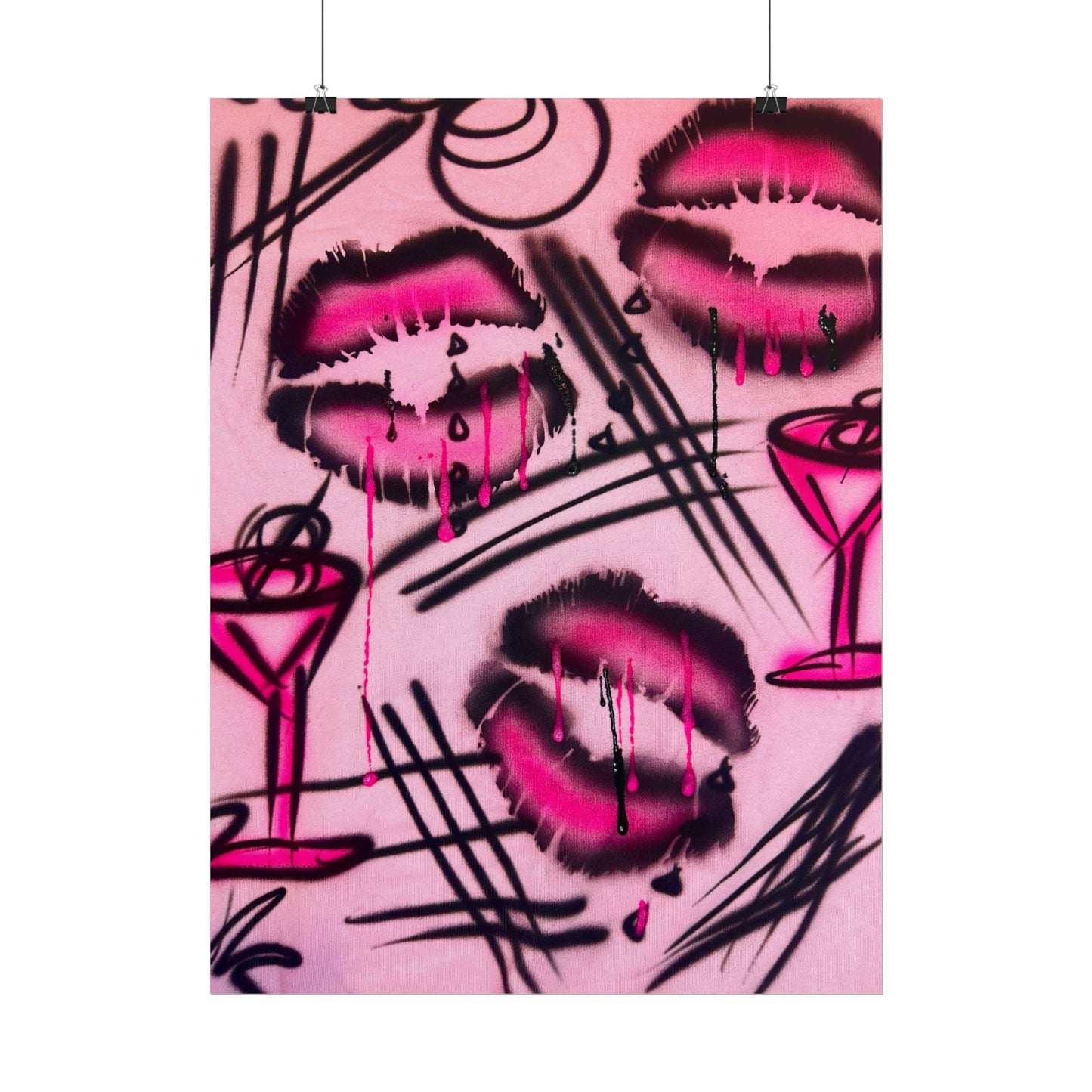 "glossy pout" airbrush rolled print