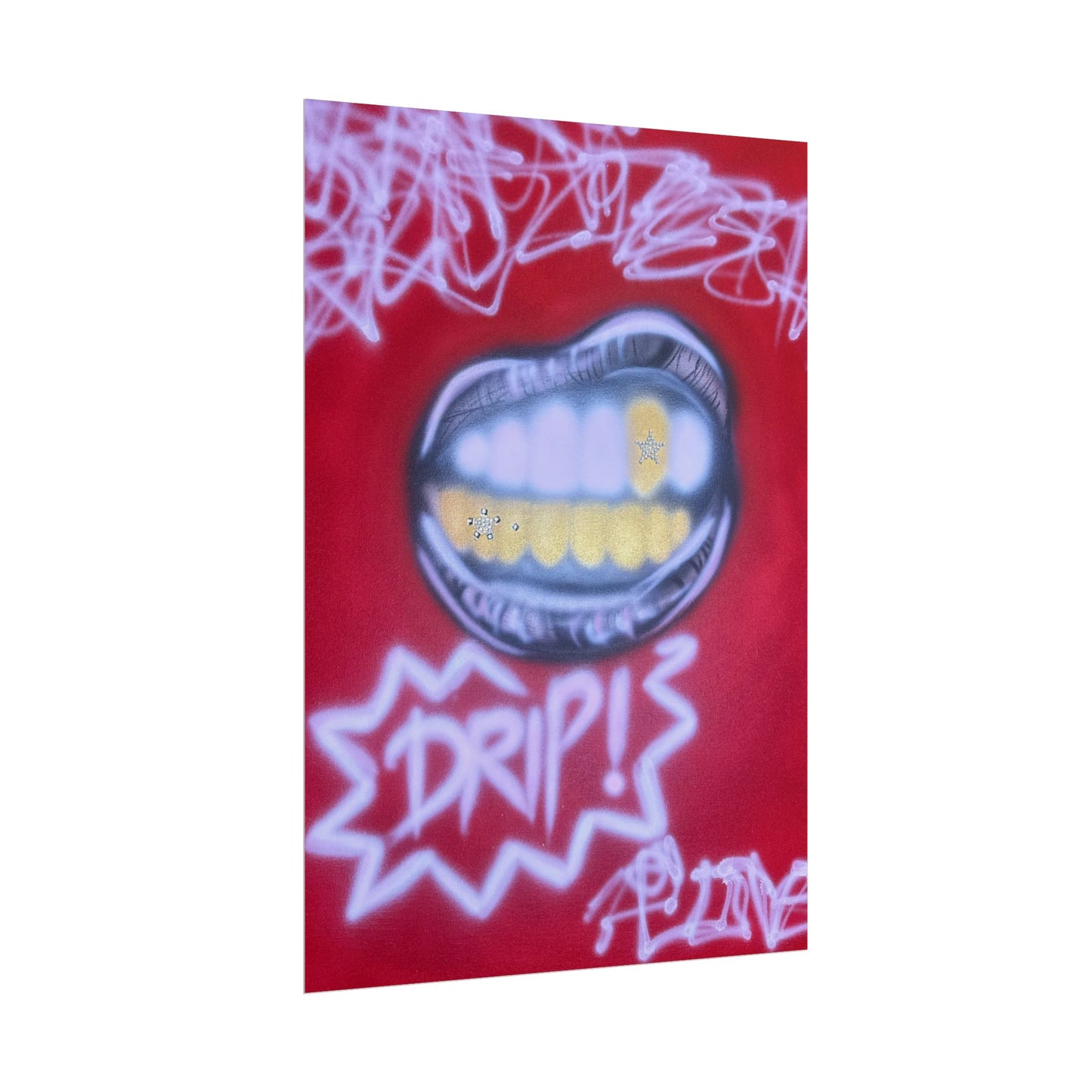 "tooth drip" airbrush rolled print