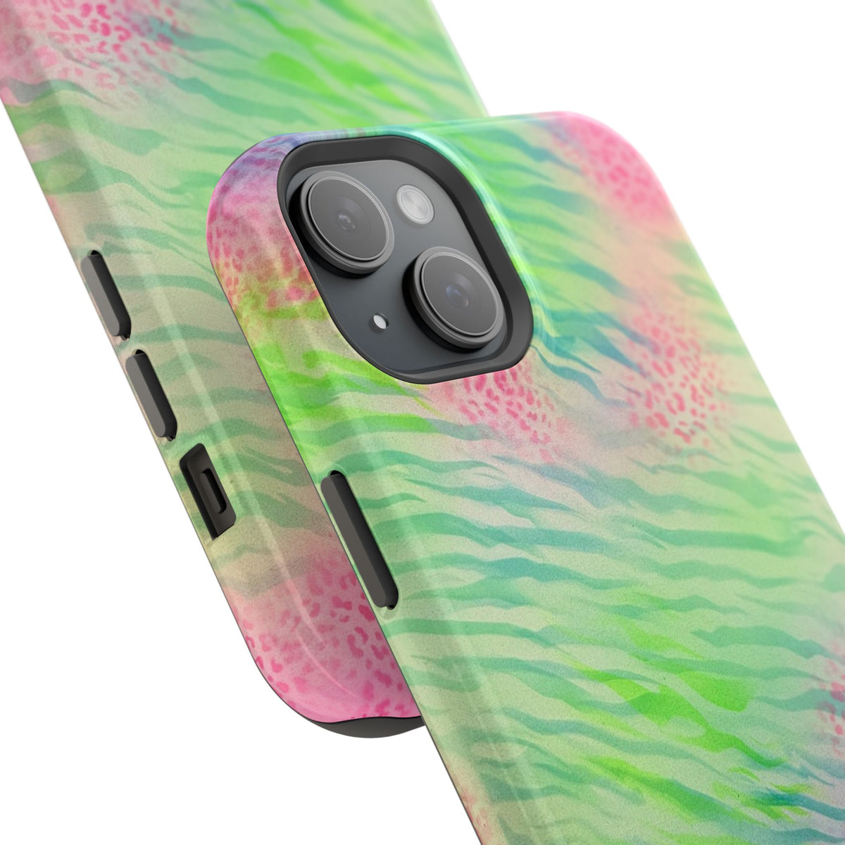 MagSafe "teal cheetah" airbrush iPhone case