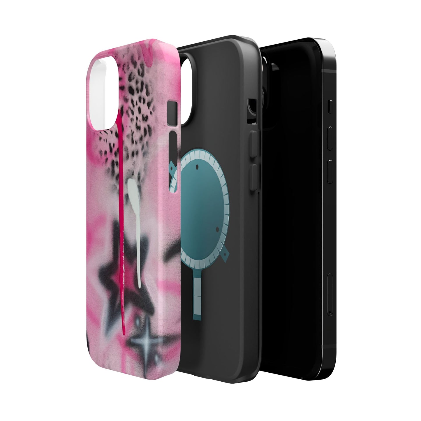 MagSafe "pink cheetah" airbrush iPhone case