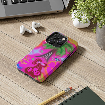 "neon pink palms" airbrush iPhone case