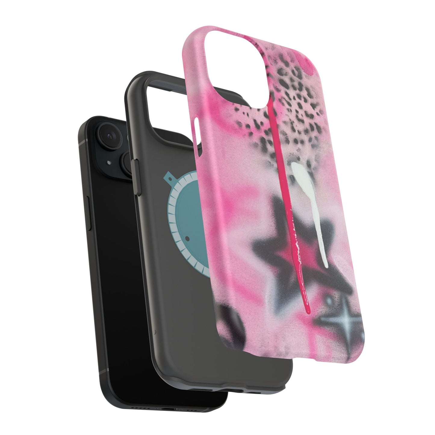 MagSafe "pink cheetah" airbrush iPhone case