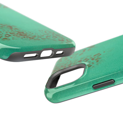 MagSafe "teal cheetah" airbrush iPhone case