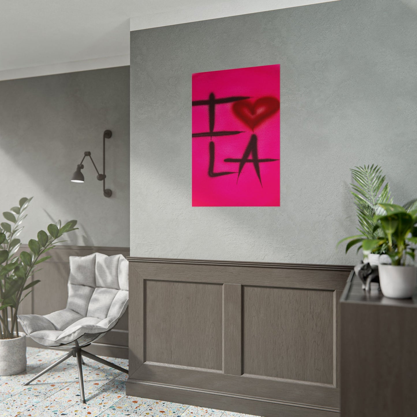 "i <3 LA" airbrush rolled print