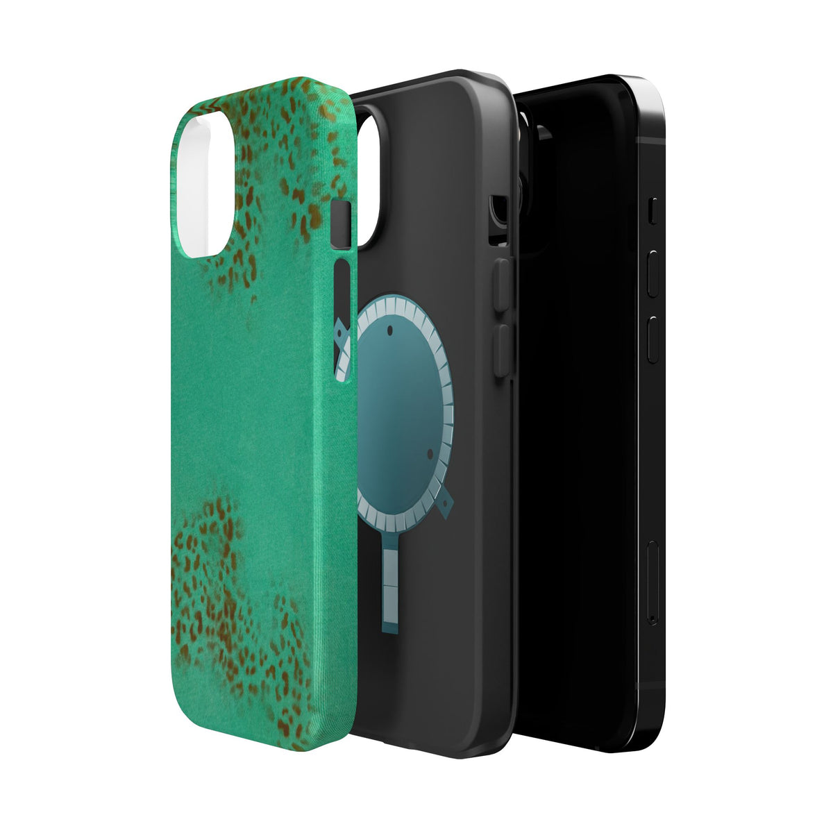 MagSafe "teal cheetah" airbrush iPhone case
