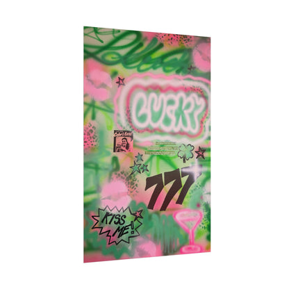 "so lucky" airbrush rolled print