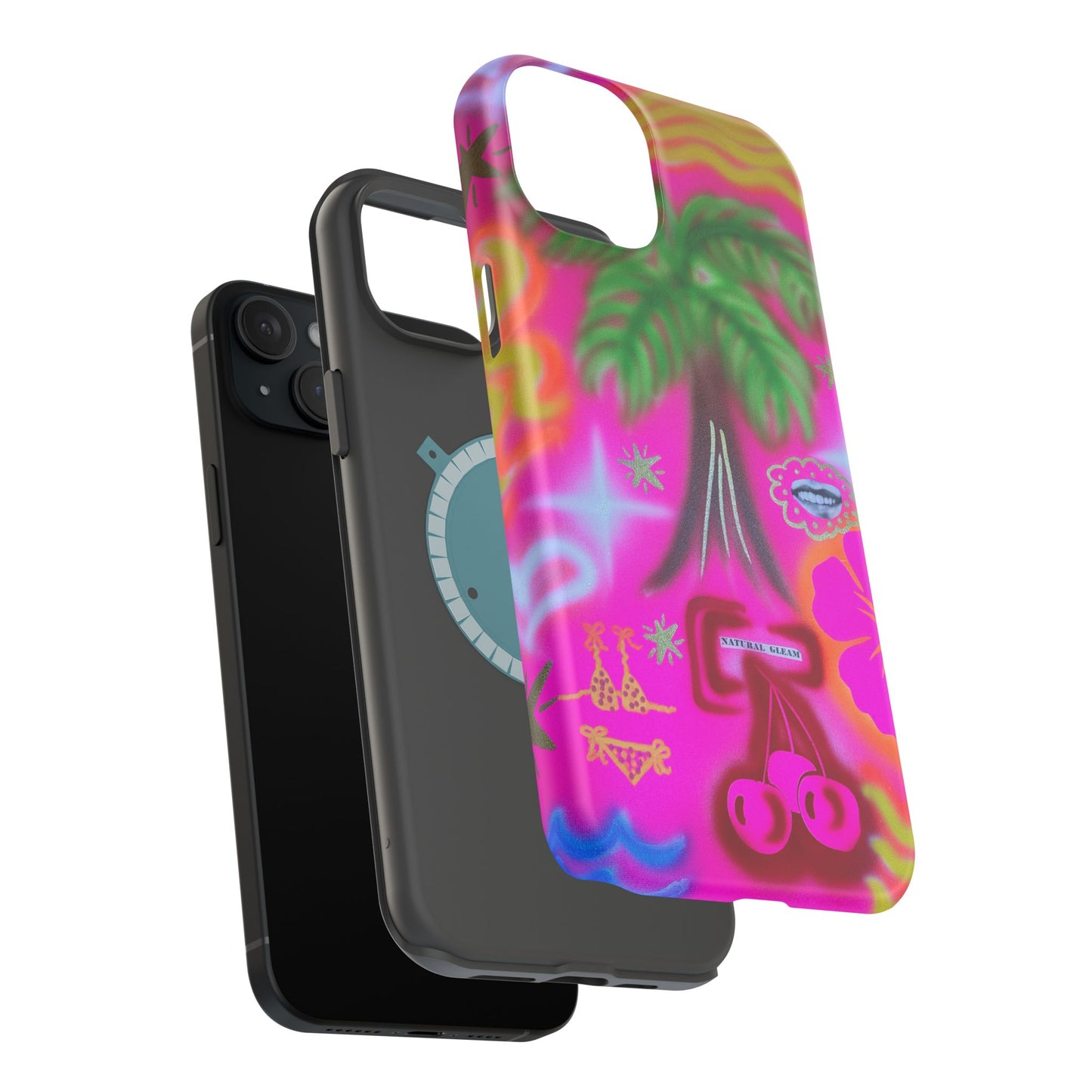 MagSafe "neon pink palms" Airbrush iPhone-Hülle