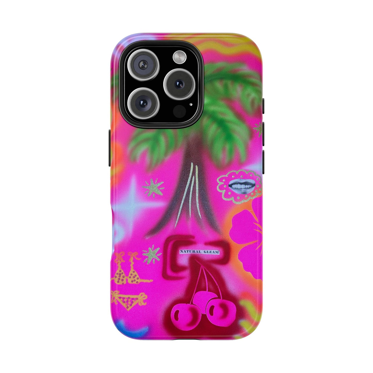 "neon pink palms" airbrush iPhone case