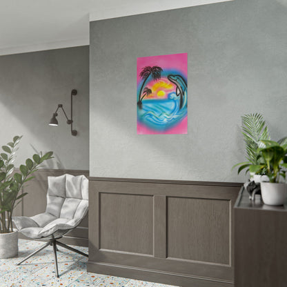 "dolphin love" airbrush rolled print