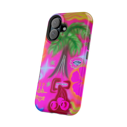 MagSafe "neon pink palms" Airbrush iPhone-Hülle