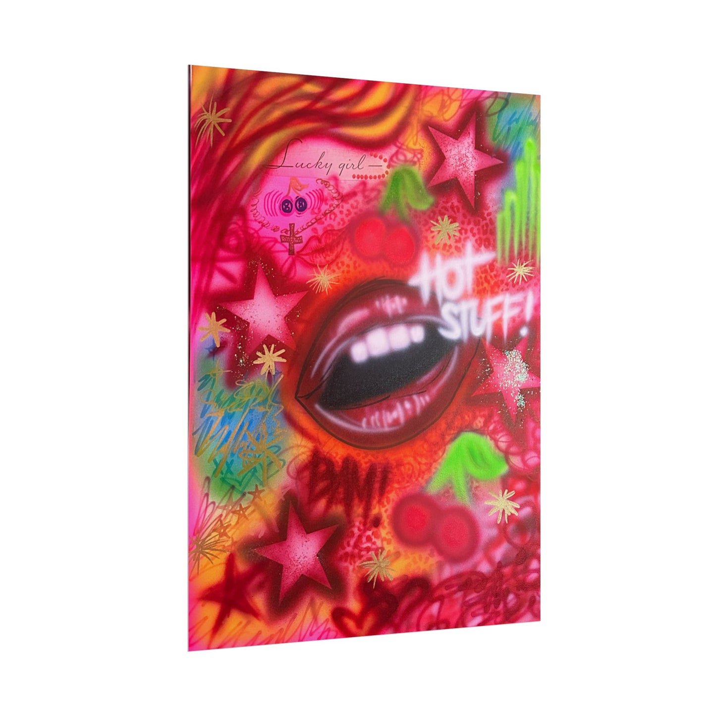 "hot stuff" airbrush rolled print
