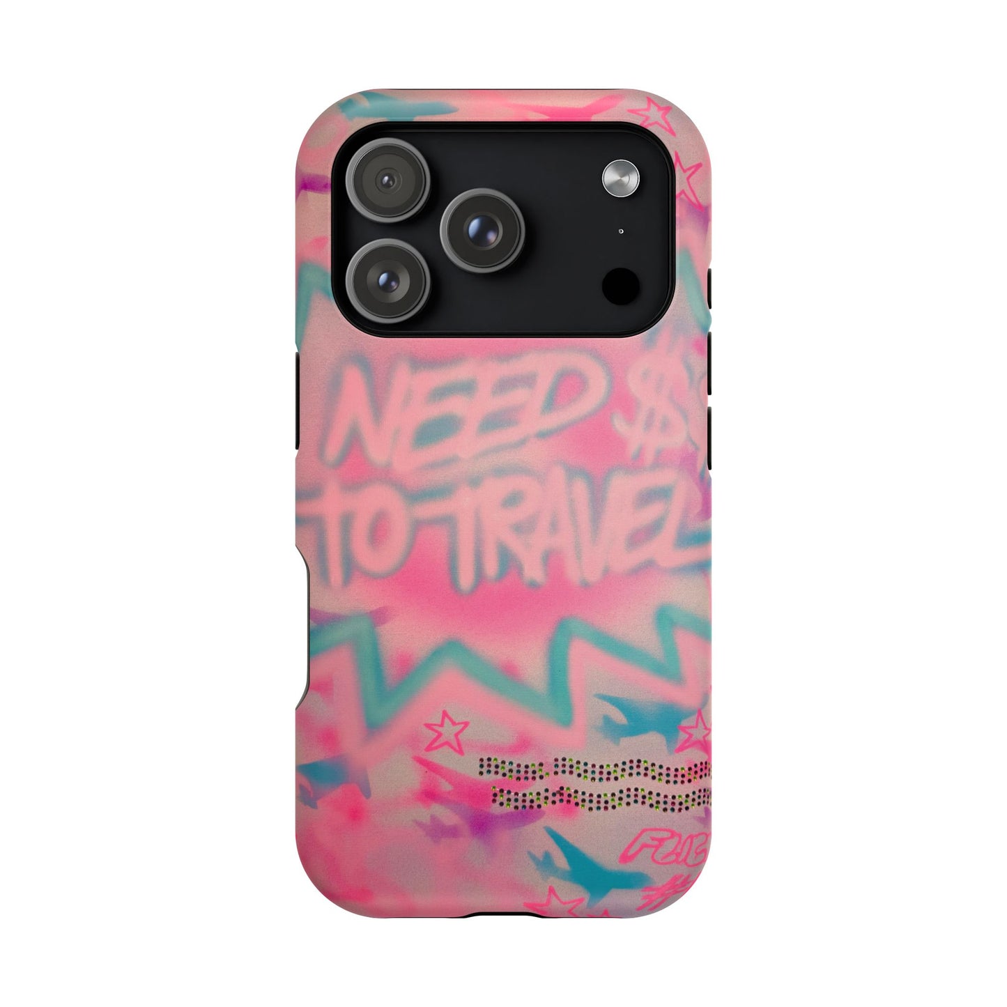 MagSafe "need $$ to travel" airbrush iPhone case